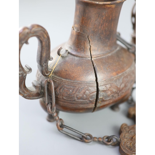 247 - A rare Chinese archaistic bamboo model of a tripod ritual vessel, He, 18th century, the oval section... 