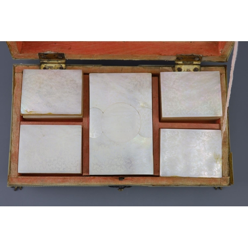 251 - A Cantonese mother of pearl gaming box, mid 19th century, the interior fitted with five lidded boxes... 