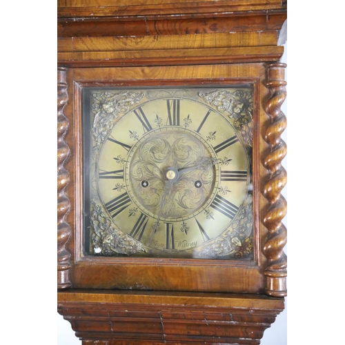 304 - Richard Keyte of Wittney. An early 18th century walnut eight day longcase clock, with moulded cornic... 