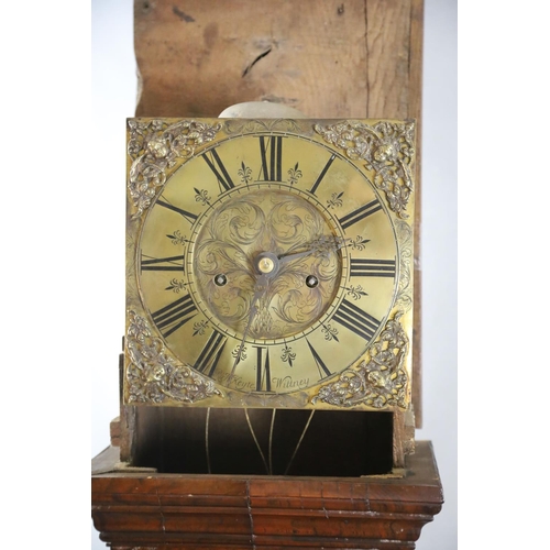 304 - Richard Keyte of Wittney. An early 18th century walnut eight day longcase clock, with moulded cornic... 