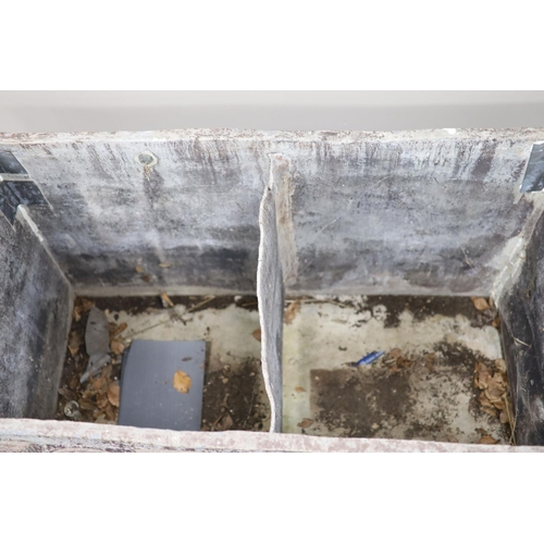 310 - A George III lead water cistern of impressive proportions initialled and dated 'I.B 1788' and decora... 