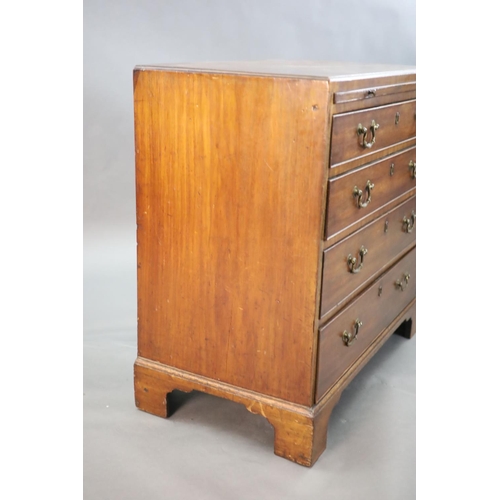 319 - A George III mahogany chest, fitted brushing slide and four graduated long drawers, on bracket feet,... 