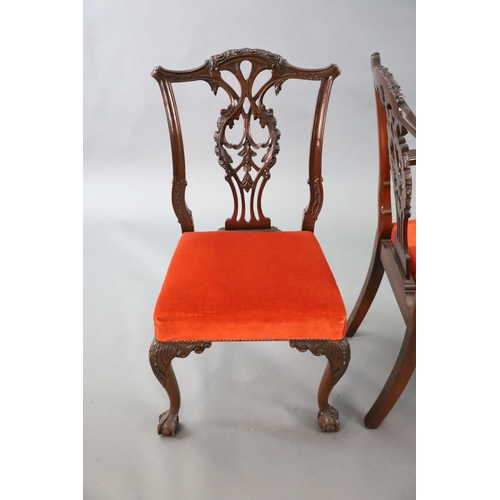 325 - A set of eight Chippendale Revival mahogany dining chairs, including a pair of carvers, with scroll ... 