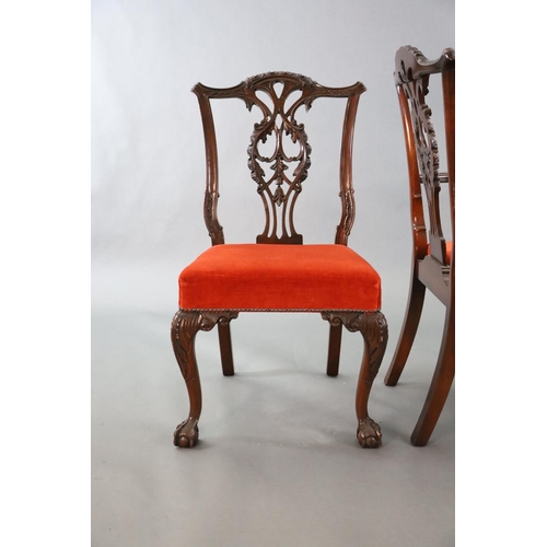 325 - A set of eight Chippendale Revival mahogany dining chairs, including a pair of carvers, with scroll ... 