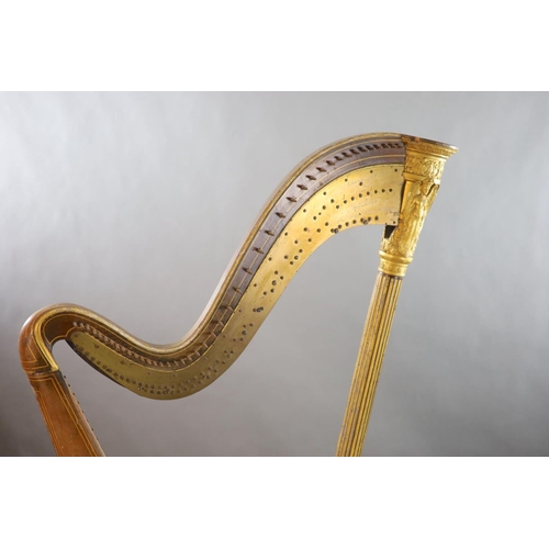 339 - A mid 19th century J.Schwieso giltwood, satinwood and rosewood concert harp, with brass plaque signe... 