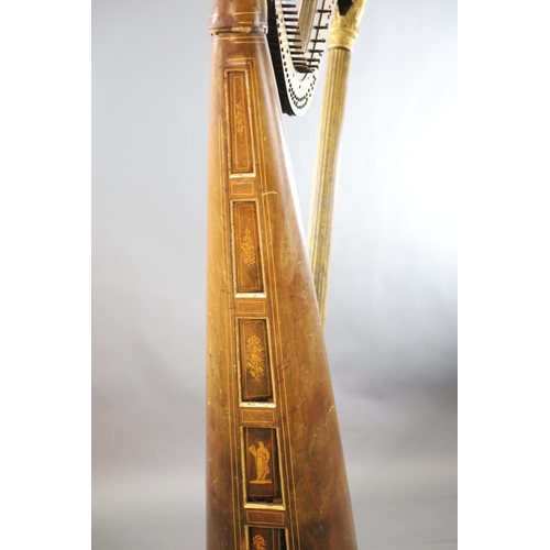 339 - A mid 19th century J.Schwieso giltwood, satinwood and rosewood concert harp, with brass plaque signe... 