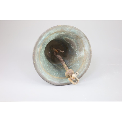 34 - A bronze ship's bell from the 1914 HMS Ark Royal, retaining its original clanger, height 8.25in. dia... 