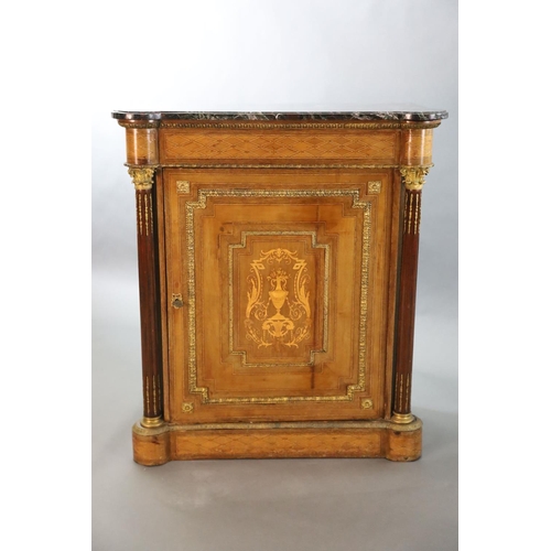 352 - A 19th century French ormolu mounted, walnut and marquetry Meuble d'appoint, with purple and red vei... 