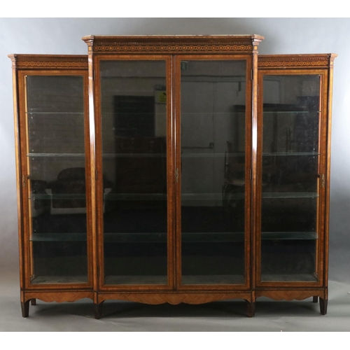 353 - A 19th century French Louis Philippe period kingwood and marquetry vitrine, with moulded cornice and... 