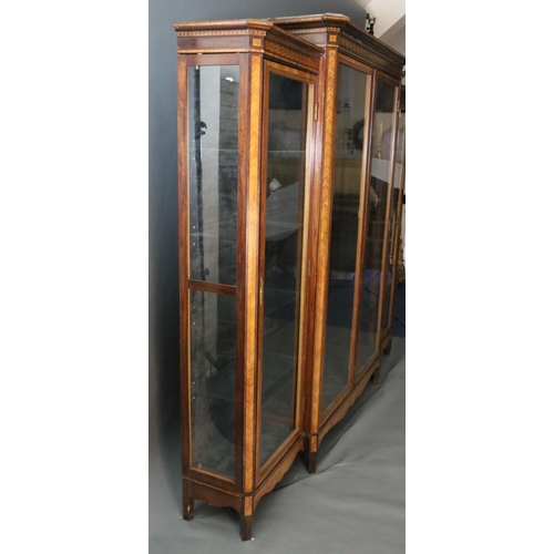 353 - A 19th century French Louis Philippe period kingwood and marquetry vitrine, with moulded cornice and... 