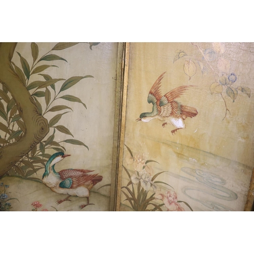 355 - A late 19th century four leaf draught screen, with parcel gilt frame, decorated in the chinoiserie m... 