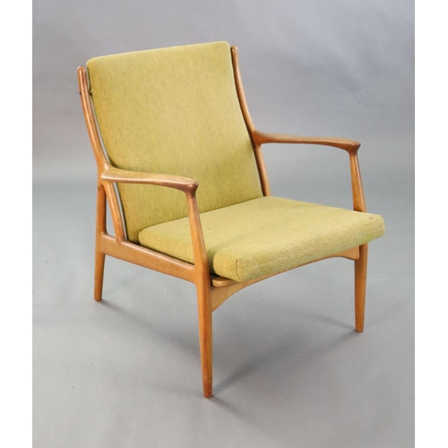 387 - An Andersen & Andersen & Palle Pedersen for Horsnaes teak armchair, c.1963, with original pale green... 