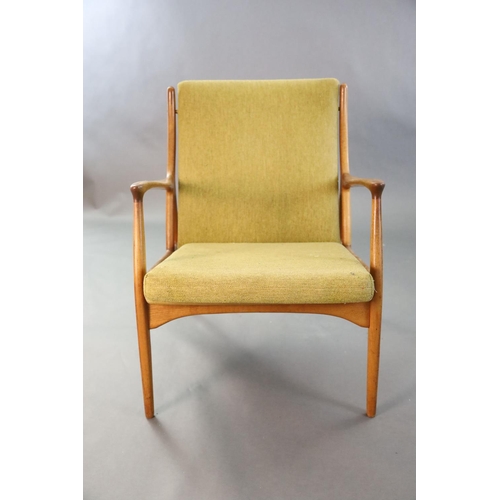 387 - An Andersen & Andersen & Palle Pedersen for Horsnaes teak armchair, c.1963, with original pale green... 