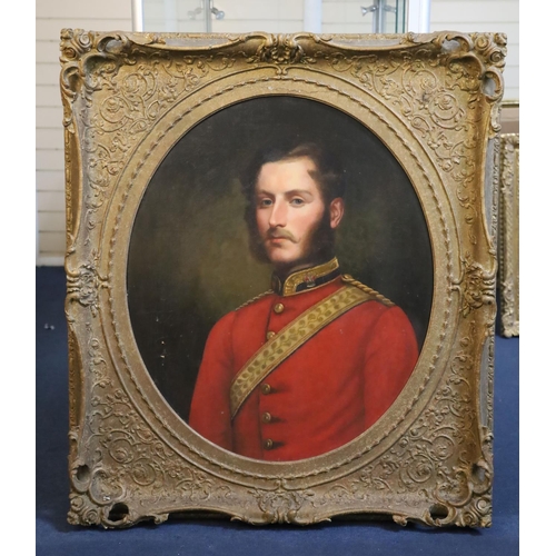 394 - Victorian Schooloil on canvasPortrait of an army officerframed to the oval, 29.5 x 24.5in.CONDITION:... 