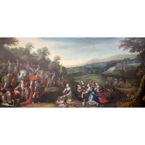 405 - 18th century Flemish Schooloil on canvasBiblical scene33.5 x 68in.CONDITION: Relined many years ago,... 