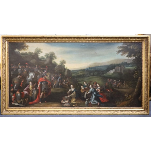 405 - 18th century Flemish Schooloil on canvasBiblical scene33.5 x 68in.CONDITION: Relined many years ago,... 