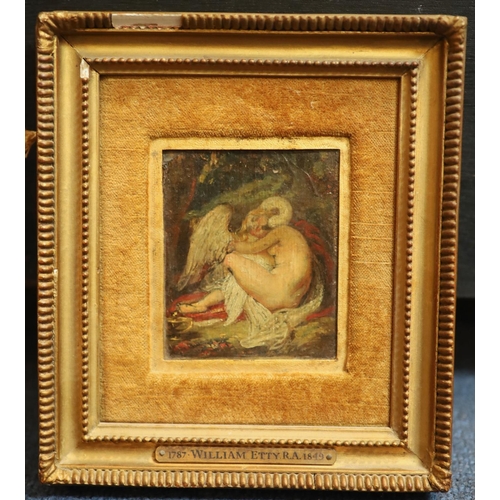 406 - Circle of William Etty (1787-1849)oil on cardoil on cardLeda and the Swan3.75 x 3in.... 