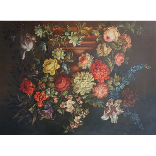 410 - 17th century Dutch styleoil on canvasStill life of flowers in an urn upon pedestal29.5 x 39.5in.COND... 