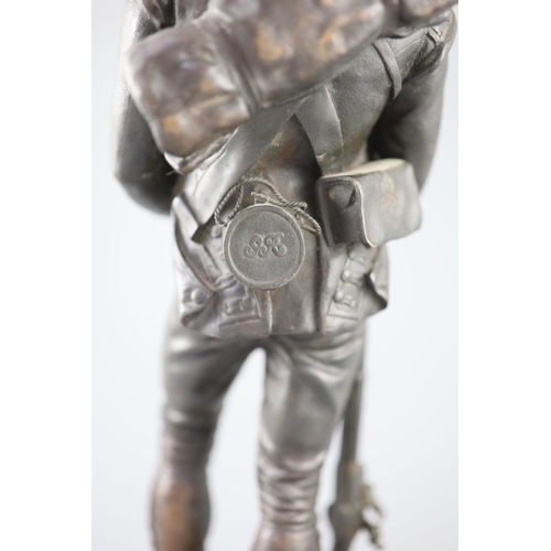 42A - Sir Joseph Edgar Boehm (1834-1890. A bronze figure of a Grenadier, signed J.E.BOEHM. SCR. and inscri... 