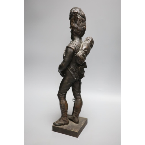 42A - Sir Joseph Edgar Boehm (1834-1890. A bronze figure of a Grenadier, signed J.E.BOEHM. SCR. and inscri... 