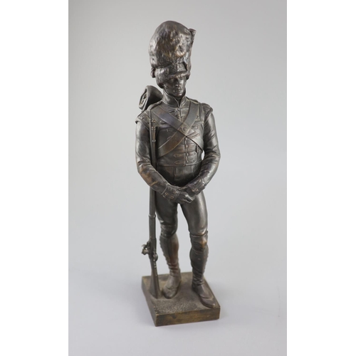 42A - Sir Joseph Edgar Boehm (1834-1890. A bronze figure of a Grenadier, signed J.E.BOEHM. SCR. and inscri... 