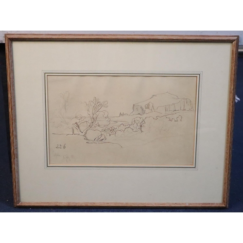 422 - Edward Lear (1812-1888)ink and pencil on buff paper'Cefalu' inscribed and dated 8th July 1847 and nu... 