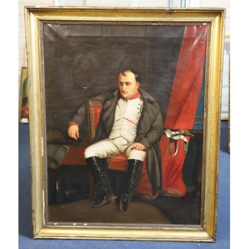 423 - After Hippolyte Paul Delaroche (1797-1856)oil on canvasNapoleon at Fontainebleu33.5 x 26in.CONDITION... 