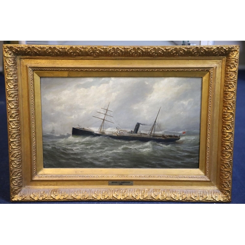 448 - George Parker Greenwood (1850-1904)oil on canvasSteamship at sea11.5 x 19.75in.CONDITION: Oil on ori... 