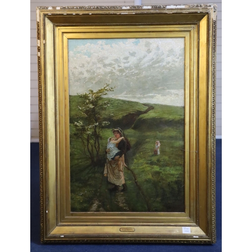 449 - Alice Mary Havers (1860-1890)oil on canvasGleaner and her children in a landscapesigned35.5 x 23.5in... 