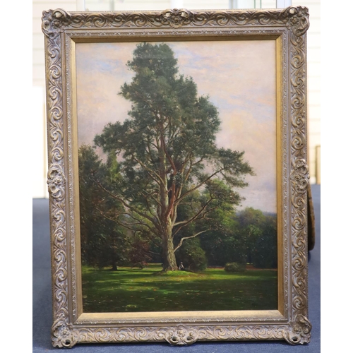 450 - Frederick Golden Short (1863-1936)oil on canvasLandscape with figure seated beneath a pine tree,sign... 