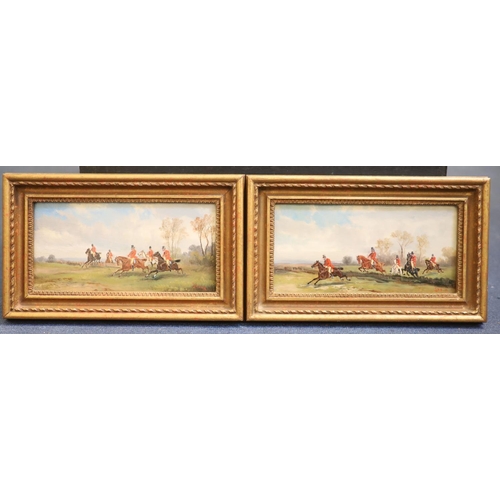 460 - Robert Stone (1820-1870)pair of oils on panelHunting scenes; 'The Chase' and 'Taking a Fence'signed5... 