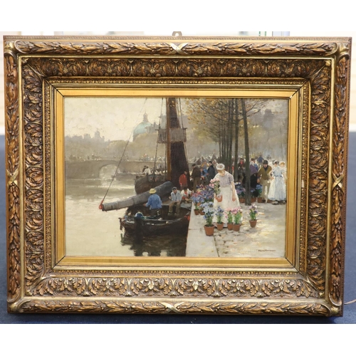 465 - § Hans Hermann (1885-1980)oil on canvas'Flower Market in Amsterdam'signed16 x 22.25in.CONDITION: Oil... 