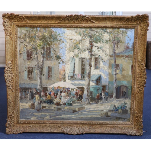 466 - § William Lee Hankey (1869-1952)oil on canvasA Riviera flower marketsigned24.5 x 29.75in.CONDITION: ... 