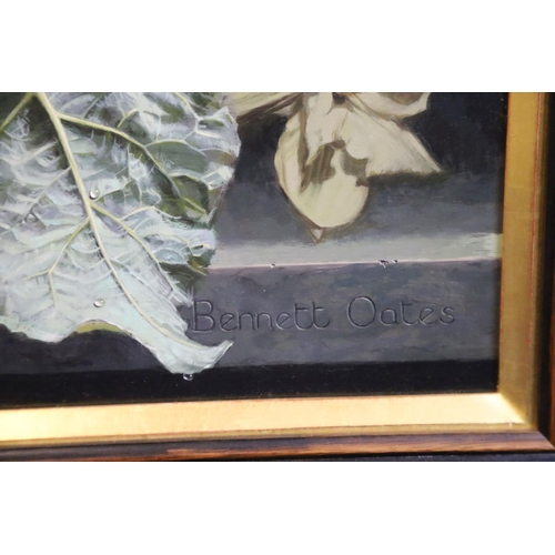 475 - § G. Bennett Oates (1928-2009)oil on boardHibiscus and clematissigned, 1998 Stacy Marks label verso1... 