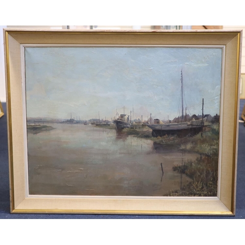 476 - Anthony Richard Cooke (b.1933)oil on canvasHouseboats at Shoreham by Seasigned and dated '5928 x 36i... 