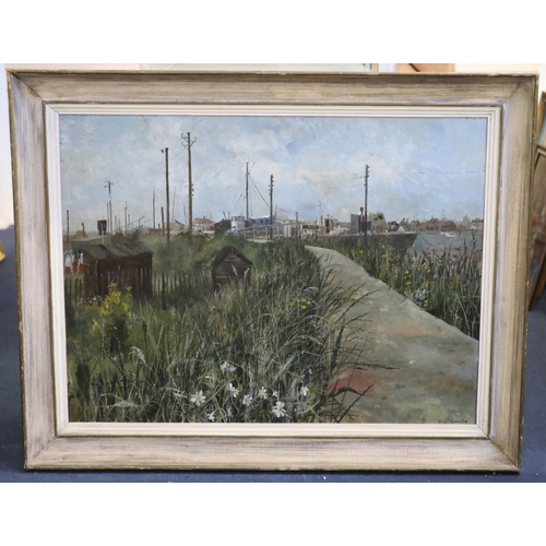 477 - Anthony Richard Cooke (b.1933)oil on boardHouseboats at Shorehamsigned and dated '5829 x 39in.CONDIT... 