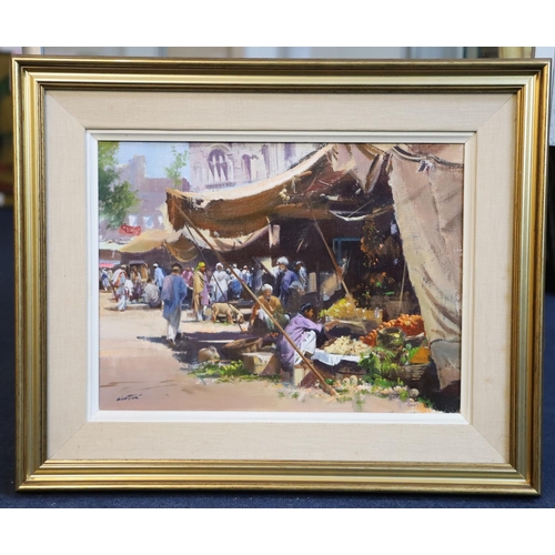 480 - § Frank Wootton (1914-1998)oil on canvasMarket Place, Peshawarsigned and inscribed verso11.5 x 15.75... 