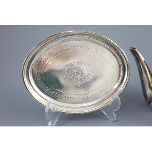 485 - A rare George III provincial silver teapot by John Hampston & John Prince, York, 1780, height 13.3cm... 