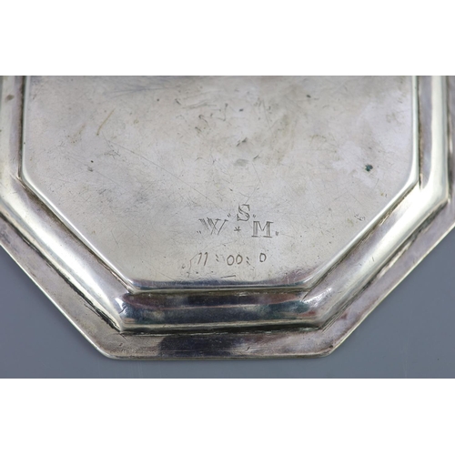 508 - A rare George II Galway octagonal silver waiter or small salver, with a moulded border, enclosing a ... 