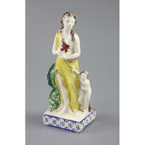 67 - An enamelled creamware figure of Venus, attributed Leeds Pottery, c.1790-1800, 16.2cm highCONDITION:... 