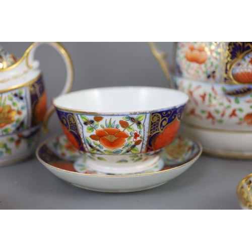 75 - A Herculaneum porcelain Imari pattern 8080 part tea and coffee set, c.1812-15, including teapot, cov... 