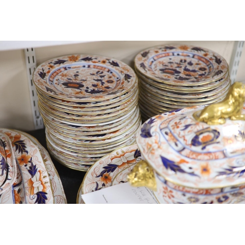 78 - An extensive Coalport Imari pattern dinner service, c.1820, comprising two oblong soup tureens, cove... 