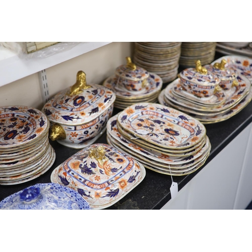 78 - An extensive Coalport Imari pattern dinner service, c.1820, comprising two oblong soup tureens, cove... 