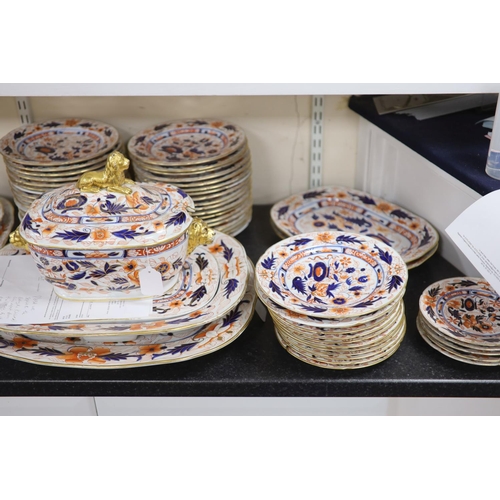 78 - An extensive Coalport Imari pattern dinner service, c.1820, comprising two oblong soup tureens, cove... 