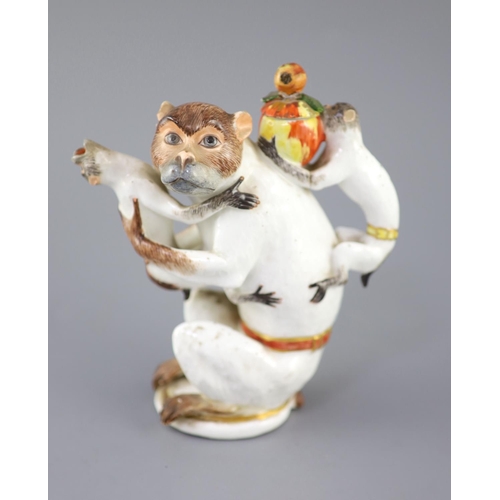 81 - A Meissen porcelain monkey teapot and cover, circa 1735, modelled by J.J. Kaendler, the seated monke... 