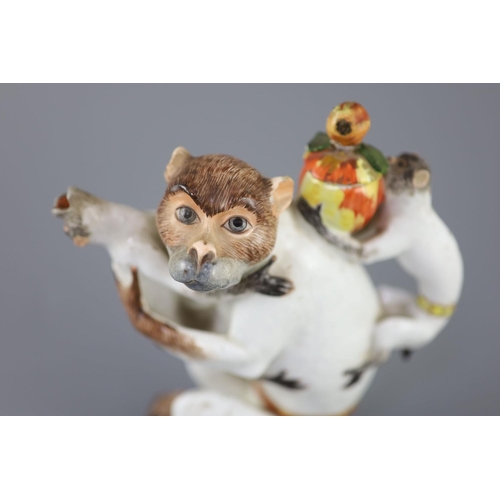 81 - A Meissen porcelain monkey teapot and cover, circa 1735, modelled by J.J. Kaendler, the seated monke... 