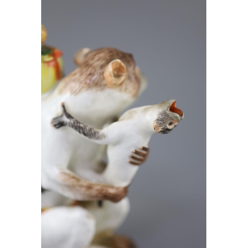 81 - A Meissen porcelain monkey teapot and cover, circa 1735, modelled by J.J. Kaendler, the seated monke... 