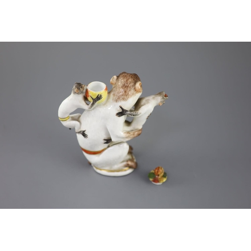 81 - A Meissen porcelain monkey teapot and cover, circa 1735, modelled by J.J. Kaendler, the seated monke... 