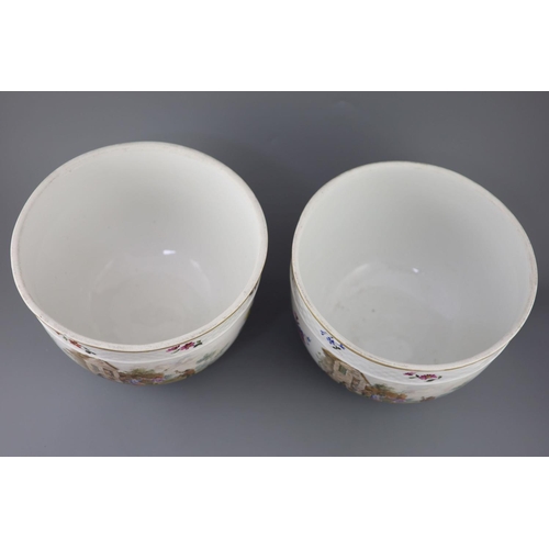 84 - A pair of large Meissen style porcelain bowls and covers, late 19th century, possibly Potschappel, p... 