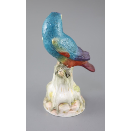 87 - A Meissen model of a parrot seated on a tree stump, late 19th century, its head turned to Dexter, un... 